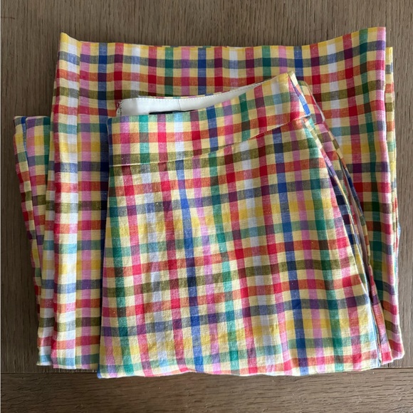 Anthropologie Eva Franco Plaid High Waisted Linen Wide Leg Pants - Picture 2 of 7